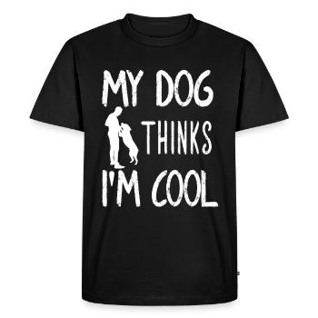 Mon chien pense que je suis cool Dog Lover Dog Owner - T-shirt Premium bio Homme - noir - Devant - Nico (187cm)