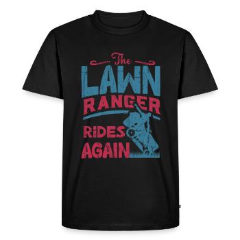 We Ride At Dawn Dad Lawn Mower Make Laugh Day Yard - Men's Premium Organic T-Shirt - black - Front - Nico (187cm)