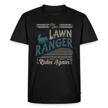 We Ride At Dawn Dad Lawn Mower Make Laugh Day Yard - Men's Premium Organic T-Shirt - black - Front - Nico (187cm)