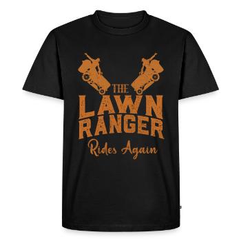 We Ride At Dawn Dad Lawn Mower Make Laugh Day Yard - Men's Premium Organic T-Shirt - black - Front - Nico (187cm)