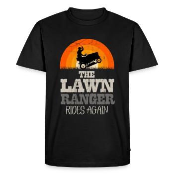 We Ride At Dawn Dad Lawn Mower Make Laugh Day Yard - Men's Premium Organic T-Shirt - black - Front - Nico (187cm)