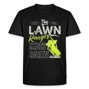 We Ride At Dawn Dad Lawn Mower Make Laugh Day Yard - Men's Premium Organic T-Shirt - black - Front - Nico (187cm)