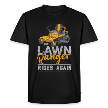 We Ride At Dawn Dad Lawn Mower Make Laugh Day Yard - Men's Premium Organic T-Shirt - black - Front - Nico (187cm)