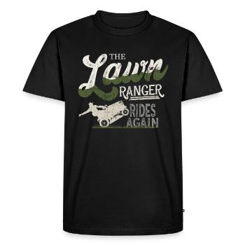 We Ride At Dawn Dad Lawn Mower Make Laugh Day Yard - Men's Premium Organic T-Shirt - black - Front - Nico (187cm)