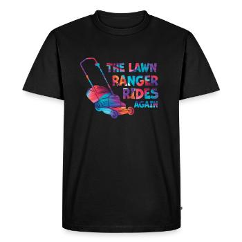 We Ride At Dawn Dad Lawn Mower Make Laugh Day Yard - Men's Premium Organic T-Shirt - black - Front - Nico (187cm)