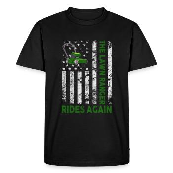 We Ride At Dawn Dad Lawn Mower Make Laugh Day Yard - Men's Premium Organic T-Shirt - black - Front - Nico (187cm)