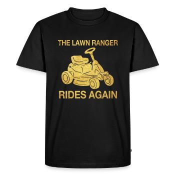 We Ride At Dawn Dad Lawn Mower Make Laugh Day Yard - Men's Premium Organic T-Shirt - black - Front - Nico (187cm)