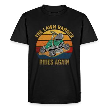 We Ride At Dawn Dad Lawn Mower Make Laugh Day Yard - Men's Premium Organic T-Shirt - black - Front - Nico (187cm)