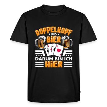 Double Head and Beer Playing Card Player - Men's Premium Organic T-Shirt - black - Front - Nico (187cm)