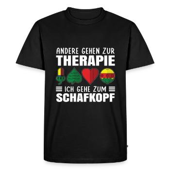 D’autres vont en thérapie Je vais à la tête de mouton - T-shirt Premium bio Homme - noir - Devant - Nico (187cm)