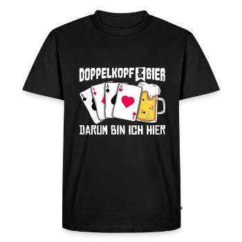 Double head and beer that's why I'm here - Men's Premium Organic T-Shirt - black - Front - Nico (187cm)