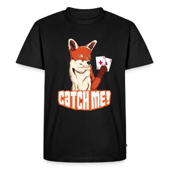 Catch Me Fox caught double head - Men's Premium Organic T-Shirt - black - Front - Nico (187cm)