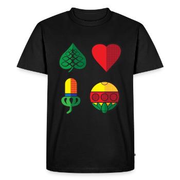 Cartes à jouer Jeu de cartes bavarois Bayern Schafkopf - T-shirt Premium bio Homme - noir - Devant - Nico (187cm)