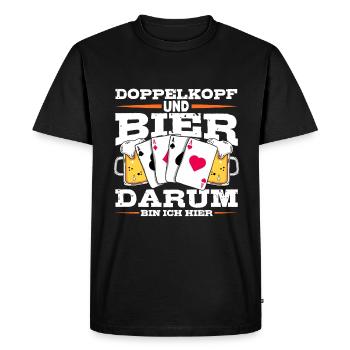 Double head and beer that's why I'm here card game - Men's Premium Organic T-Shirt - black - Front - Nico (187cm)