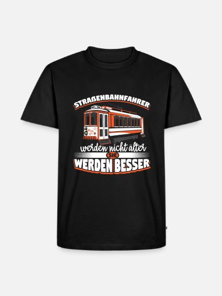Straßenbahn Straßenbahnfahrer S-Bahn - Männer Premium Bio T-Shirt - Schwarz