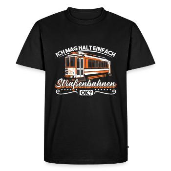 Straßenbahn Straßenbahnfahrer Tram Trambahn - Männer Premium Bio T-Shirt - Schwarz - Vorne - Nico (187cm)
