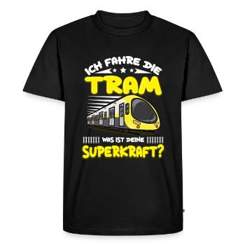Straßenbahn Straßenbahnfahrer Tram Trambahn - Männer Premium Bio T-Shirt - Schwarz - Vorne - Nico (187cm)