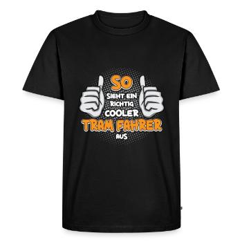 Straßenbahn Straßenbahnfahrer Tram Trambahn - Männer Premium Bio T-Shirt - Schwarz - Vorne - Nico (187cm)