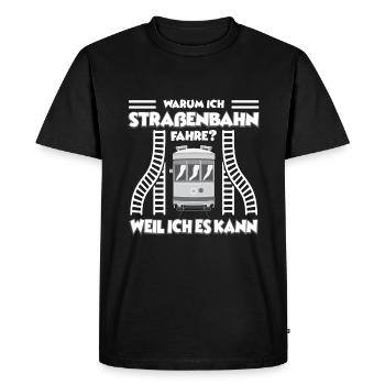 Straßenbahn Straßenbahnfahrer Tram Trambahn - Männer Premium Bio T-Shirt - Schwarz - Vorne - Nico (187cm)