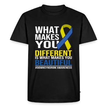 Different Beautiful Down Syndrome Awareness - Men's Premium Organic T-Shirt - black - Front - Nico (187cm)