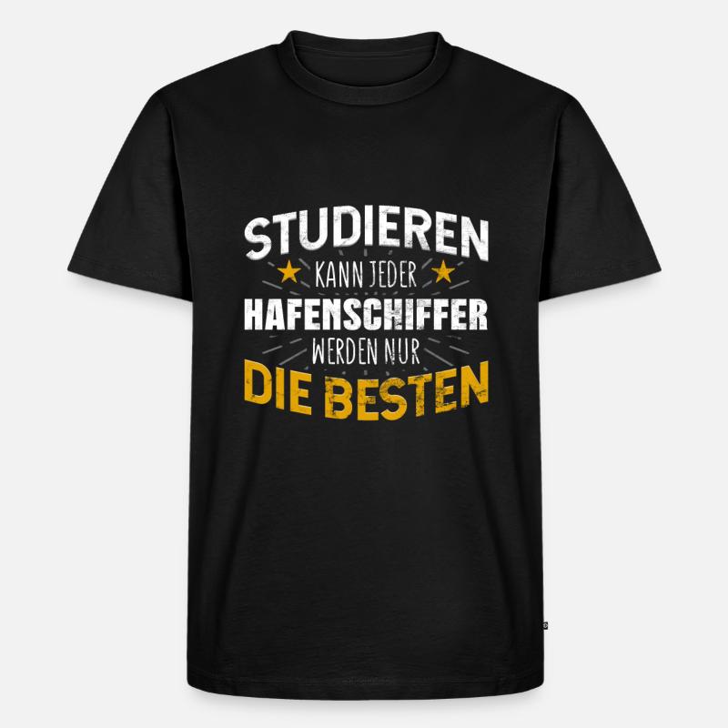 Hafenschiffer Studiere kann jeder - Männer Premium Bio T-Shirt - Schwarz