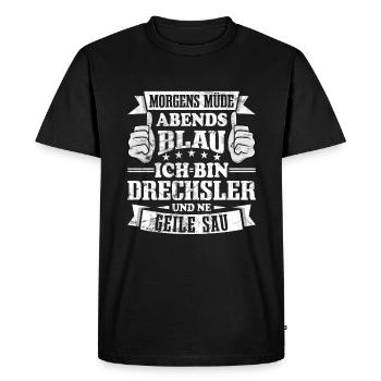 Drechsler - Männer Premium Bio T-Shirt - Schwarz - Vorne - Nico (187cm)