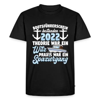 Bootsführerschein bestanden 2022 Kapitän Sportboot - Männer Premium Bio T-Shirt - Schwarz - Vorne - Nico (187cm)