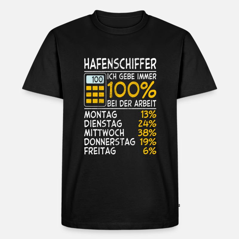 Hafenschiffer Immer 100% - Männer Premium Bio T-Shirt - Schwarz