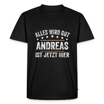 Andreas Vorname Name Geburtstag - Männer Premium Bio T-Shirt - Schwarz - Vorne - Nico (187cm)