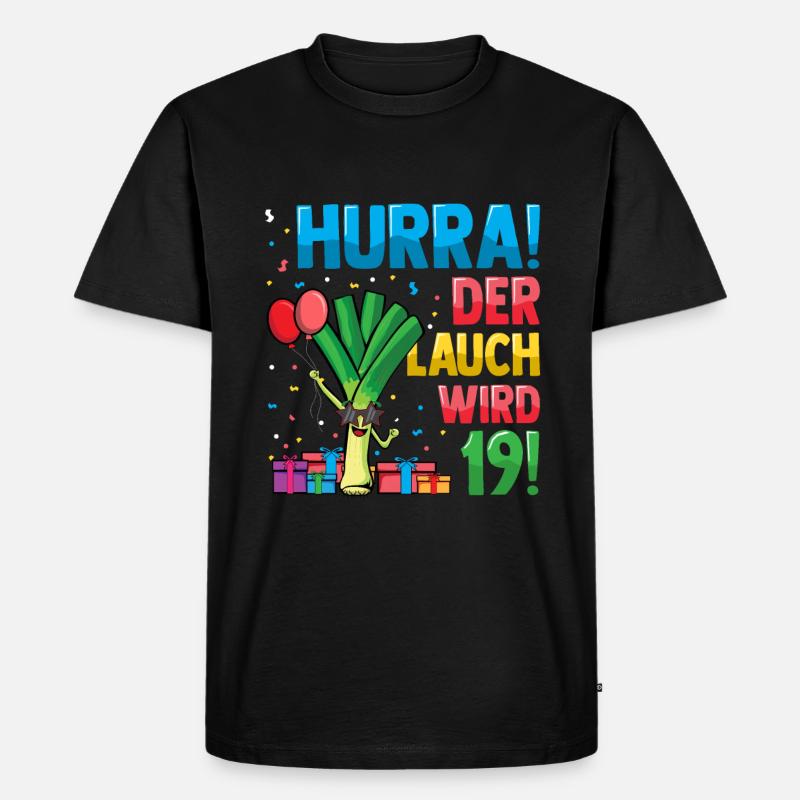 Hurra der Lauch wird 19 - Männer Premium Bio T-Shirt - Schwarz