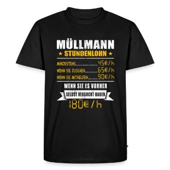 Müllmann - Männer Premium Bio T-Shirt - Schwarz - Vorne - Nico (187cm)