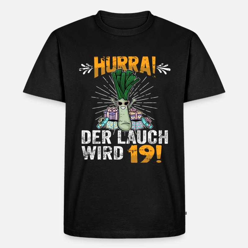 Hurra der Lauch wird 19 - Männer Premium Bio T-Shirt - Schwarz