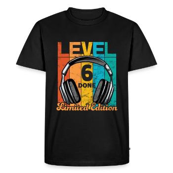 Anniversaire de jeu 6 ans Niveau 6 complet - T-shirt Premium bio Homme - noir - Devant - Nico (187cm)