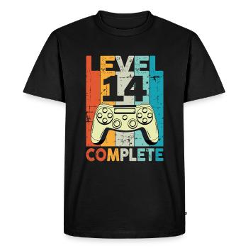 Level 14 Complete Gaming Birthday - Men's Premium Organic T-Shirt - black - Front - Nico (187cm)