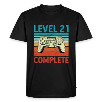 Level 21 Complete - Männer Premium Bio T-Shirt - Schwarz - Vorne - Nico (187cm)