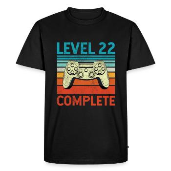 Level 22 Complete - Men's Premium Organic T-Shirt - black - Front - Nico (187cm)