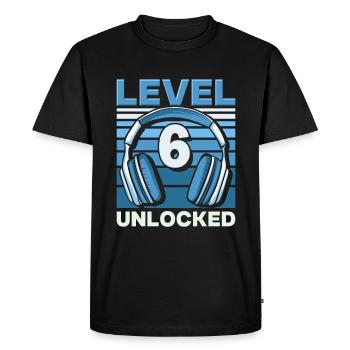 Level 6 Unlocked Gaming Birthday Gamer - Men's Premium Organic T-Shirt - black - Front - Nico (187cm)