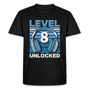 Joueur d’anniversaire de jeu de niveau 8 débloqué - T-shirt Premium bio Homme - noir - Devant - Nico (187cm)