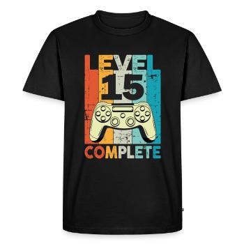 Niveau 15 Anniversaire de jeu complet - T-shirt Premium bio Homme - noir - Devant - Nico (187cm)