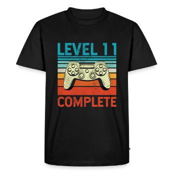 Level 11 Complete - Men's Premium Organic T-Shirt - black - Front - Nico (187cm)