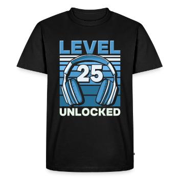 Niveau 25 Jeu d’anniversaire de jeu débloqué - T-shirt Premium bio Homme - noir - Devant - Nico (187cm)