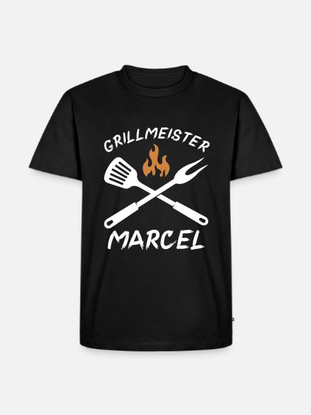 Grillmeister Marcel - Männer Premium Bio T-Shirt - Schwarz