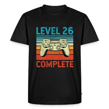 Level 26 Complete - Men's Premium Organic T-Shirt - black - Front - Nico (187cm)