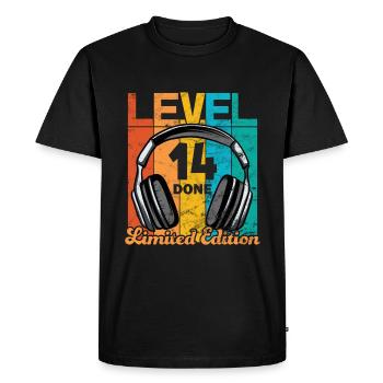 Gaming Birthday 14 Years Level 14 Complete - Men's Premium Organic T-Shirt - black - Front - Nico (187cm)