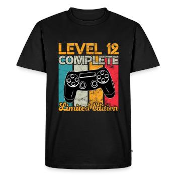 Niveau 12 complet Anniversaire de jeu - T-shirt Premium bio Homme - noir - Devant - Nico (187cm)