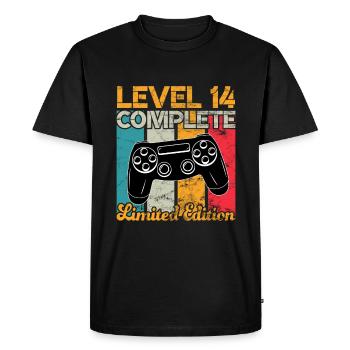 Level 14 complete Gaming Birthday - Men's Premium Organic T-Shirt - black - Front - Nico (187cm)