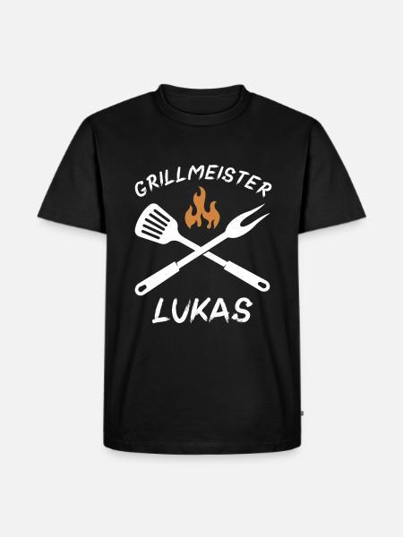 Grillmeister Lukas - Männer Premium Bio T-Shirt - Schwarz
