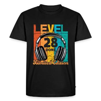 Anniversaire de jeu 28 ans Niveau 28 Terminé - T-shirt Premium bio Homme - noir - Devant - Nico (187cm)