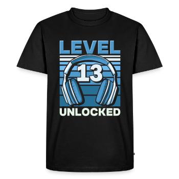 Level 13 Unlocked Gaming Birthday Gamer - Men's Premium Organic T-Shirt - black - Front - Nico (187cm)