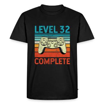 Niveau 32 terminé - T-shirt Premium bio Homme - noir - Devant - Nico (187cm)